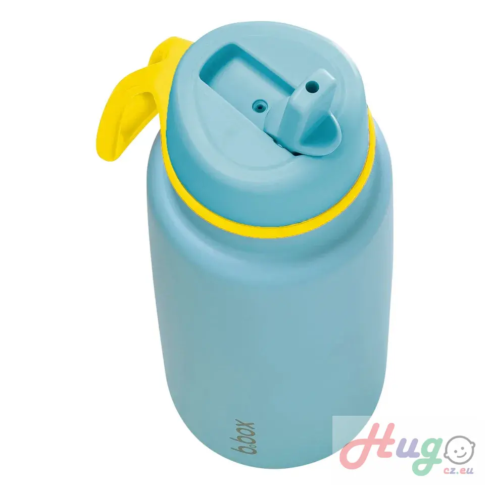 Nerezová termolahev s brčkem 1l - světle modrá/žlutá