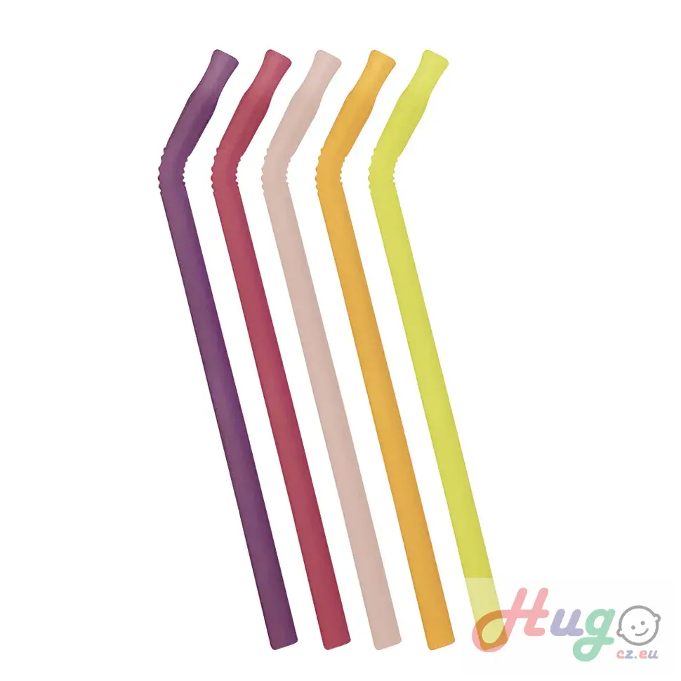 Set silikonových brček - růžová/oranžová