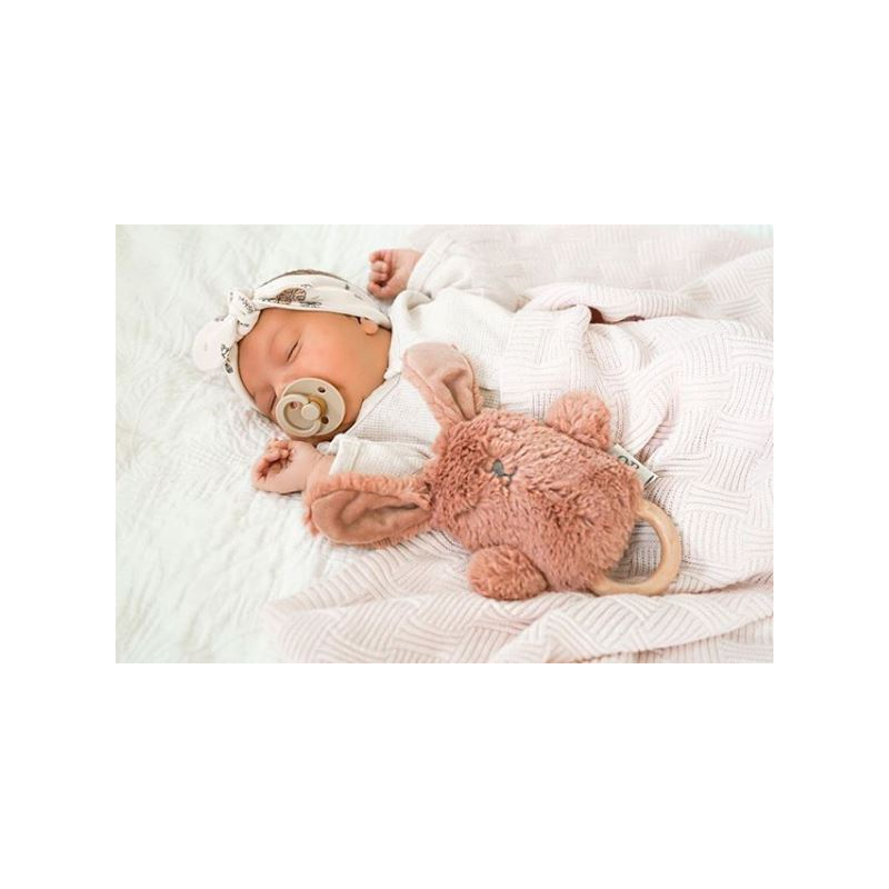 OB Designs Plyšové chrastítko králíček, Dusty Pink