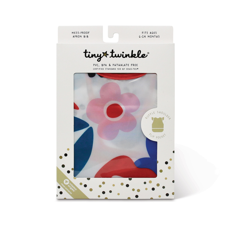 Tiny Twinkle Zástěrka s bryndákem s volánky, L - Modern Floral