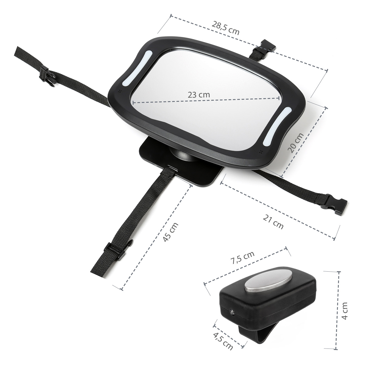 Zrcátko s LED osvětlením, Black