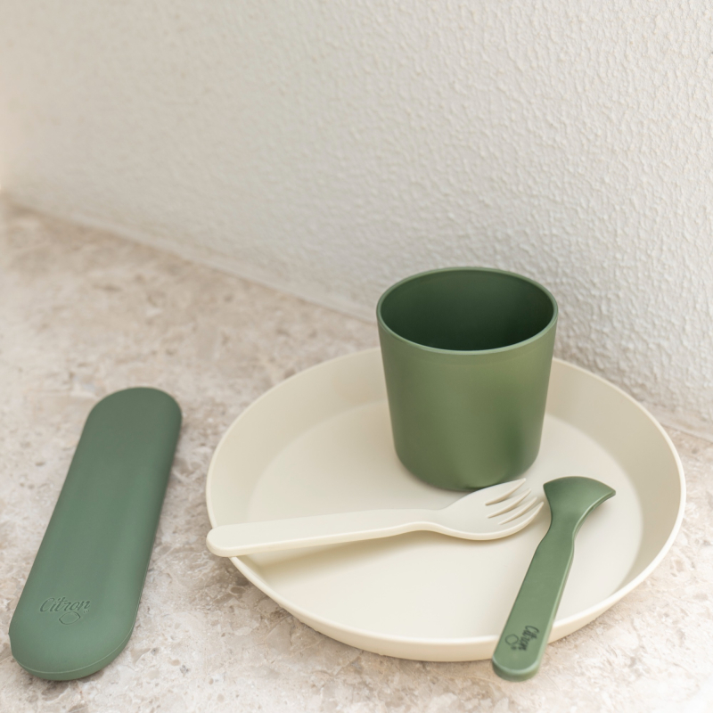 Citron Sada hrnečků z bio materiálu, 4ks - zelená / krémová