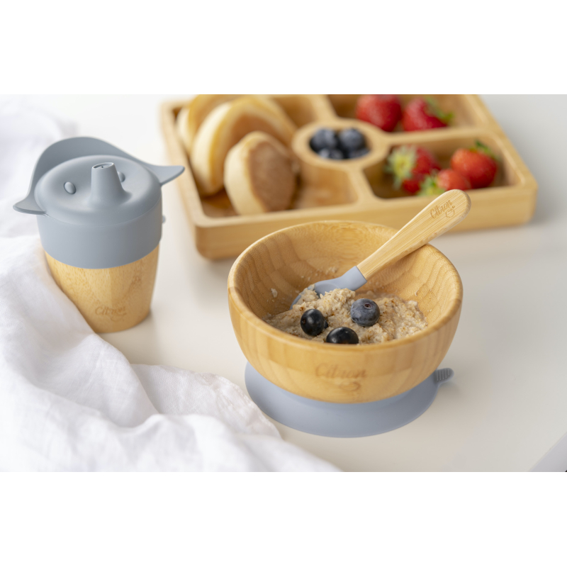 Citron Bambusová miska s přísavkou - Dusty Blue