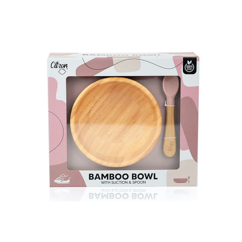 Citron Bambusová miska s přísavkou - Blush Pink