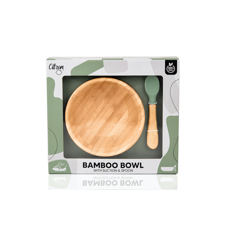 Citron Bambusová miska s přísavkou - Green