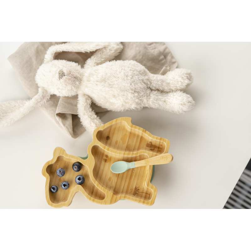 Citron Bambusový talířek s přísavkou a lžičkou - Velbloud