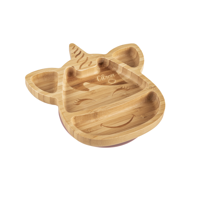 Citron Bambusový talířek s přísavkou a lžičkou - Jednorožec