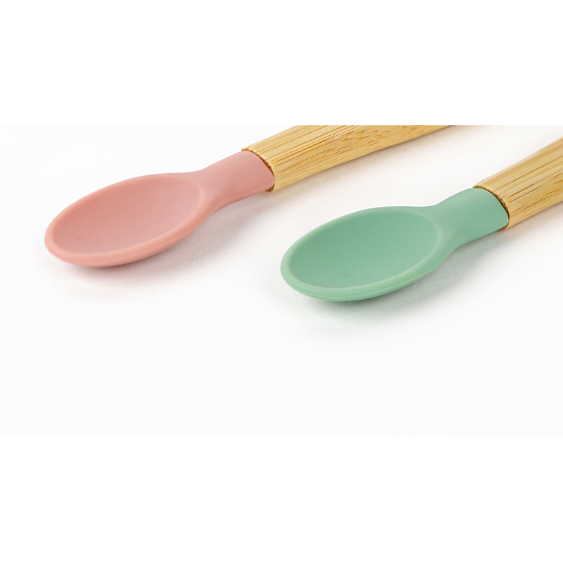 Citron Sada 2 bambusových lžiček - zelená / růžová