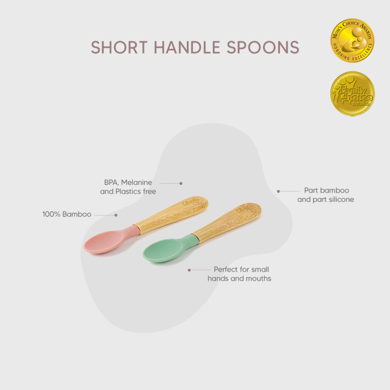 Citron Sada 2 bambusových lžiček - zelená / růžová