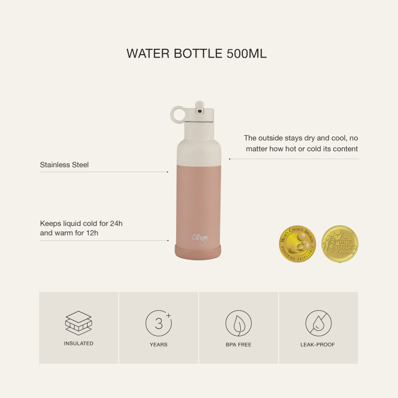 Citron Nerezová lahev na vodu 500 ml - Blush Pink