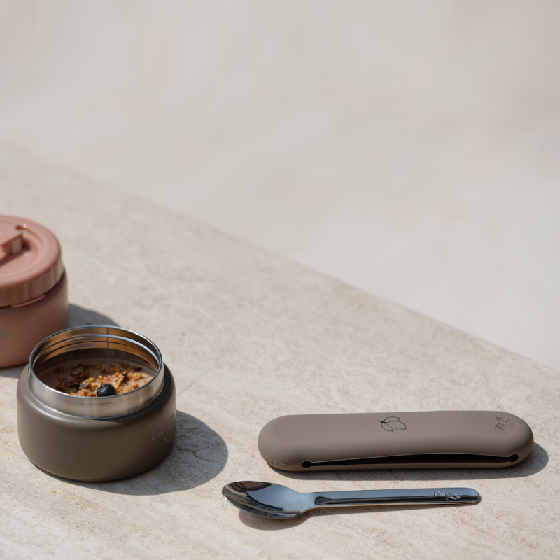 Citron Set příborů se silikonovým pouzdrem - Brown / Lemon