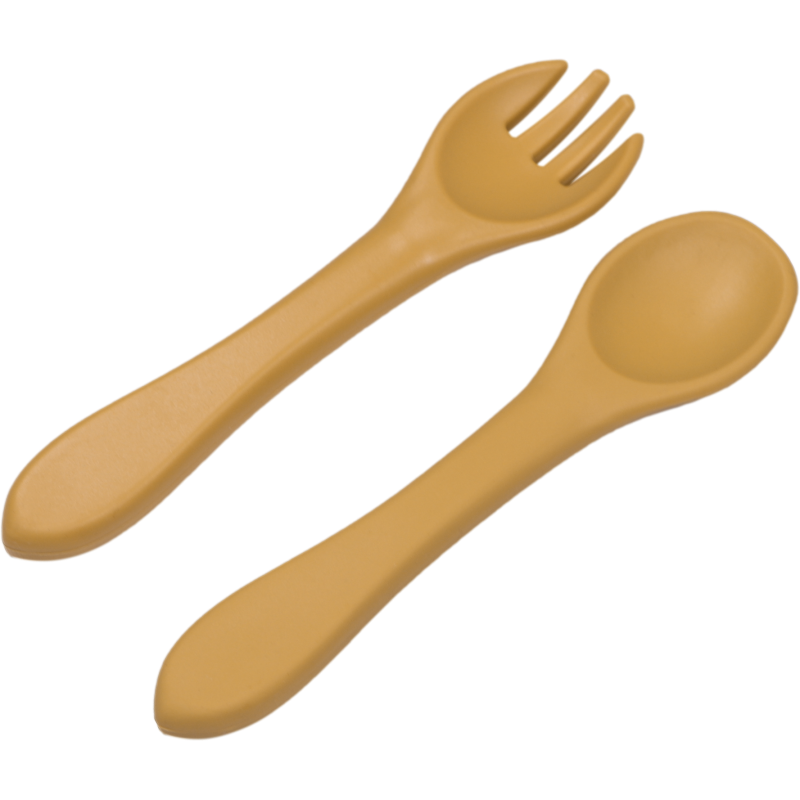 TRYCO Silikonová lžička & vidlička, Honey Gold