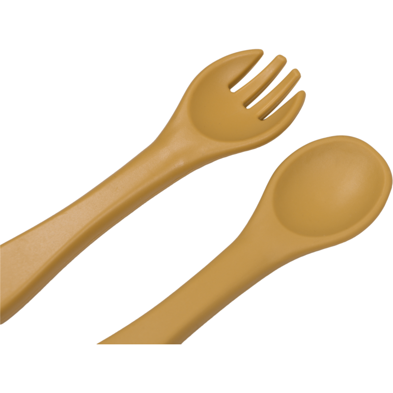 TRYCO Silikonová lžička & vidlička, Honey Gold
