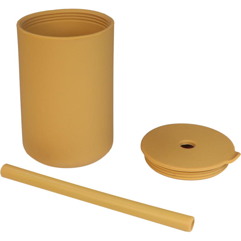 TRYCO Silikonový pohárek s brčkem, Honey Gold