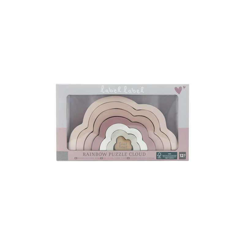 Label Label Duhový mráček Puzzle, růžový