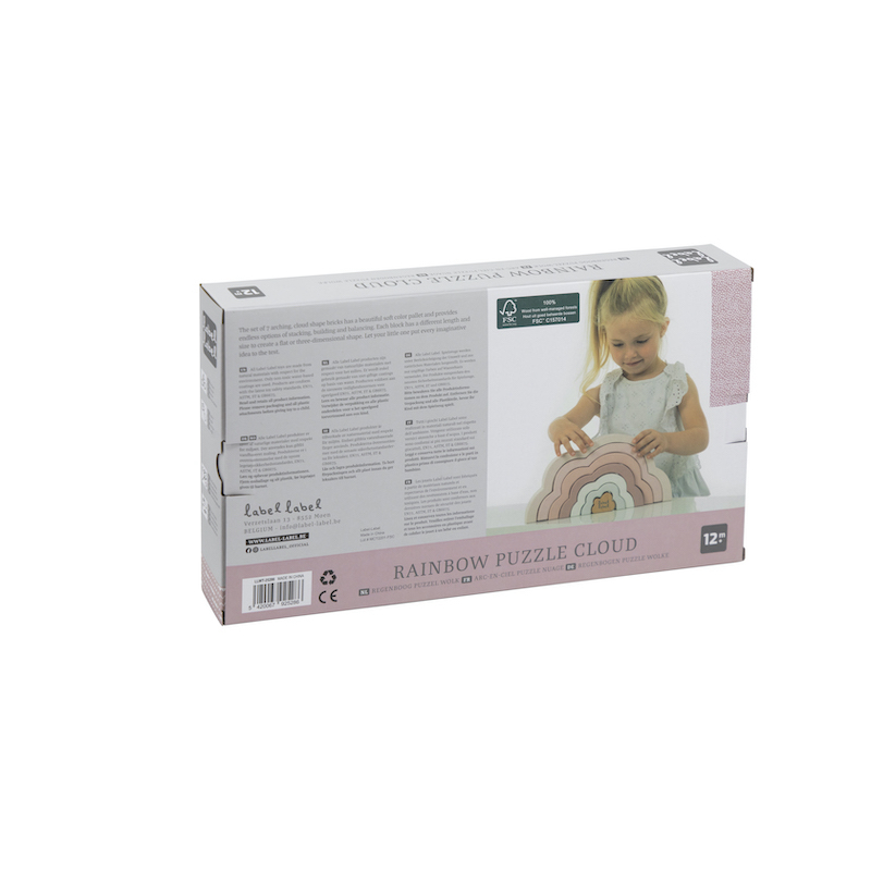 Label Label Duhový mráček Puzzle, růžový