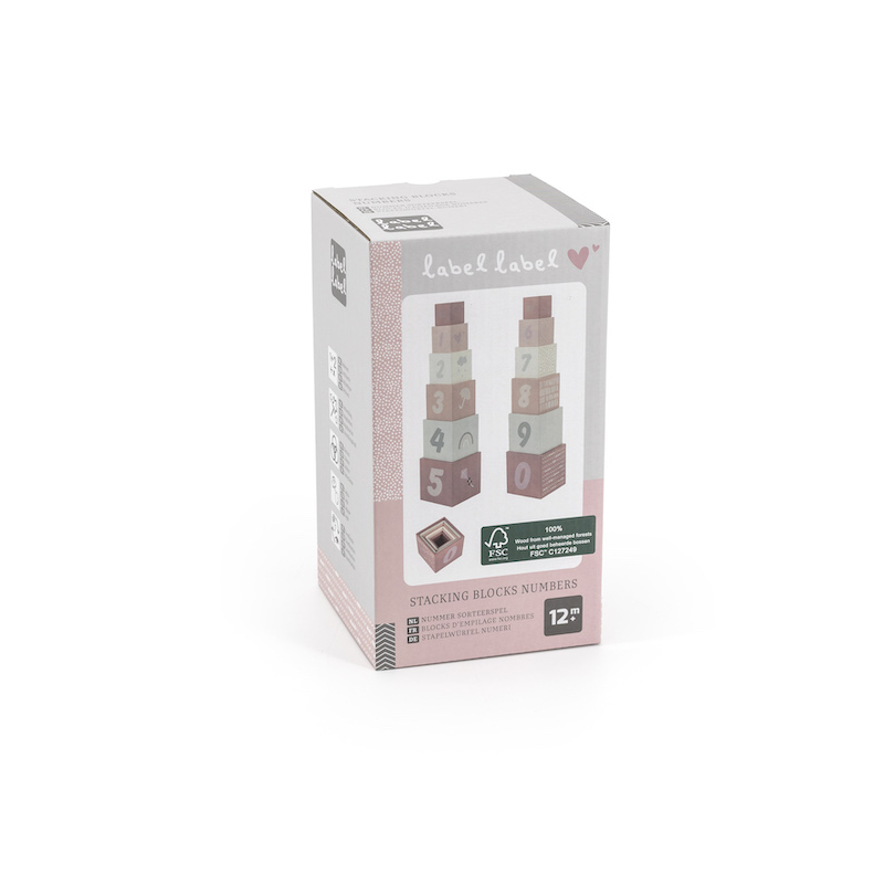 Label Label Stohovatelné kostky Čísla, růžové
