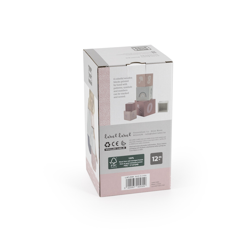 Label Label Stohovatelné kostky Čísla, růžové