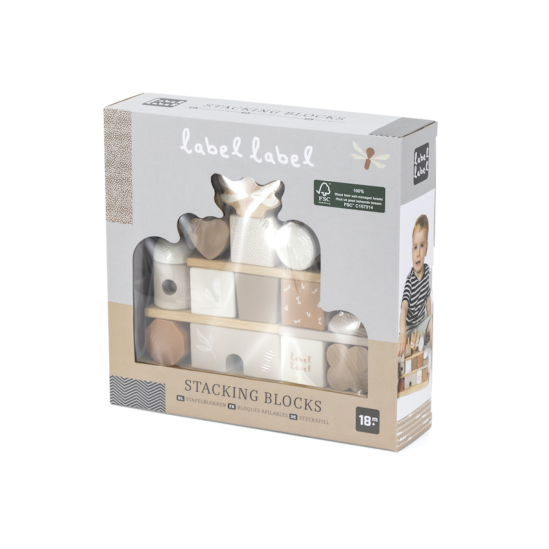 Label Label Dřevěné kostky Domeček, Nougat