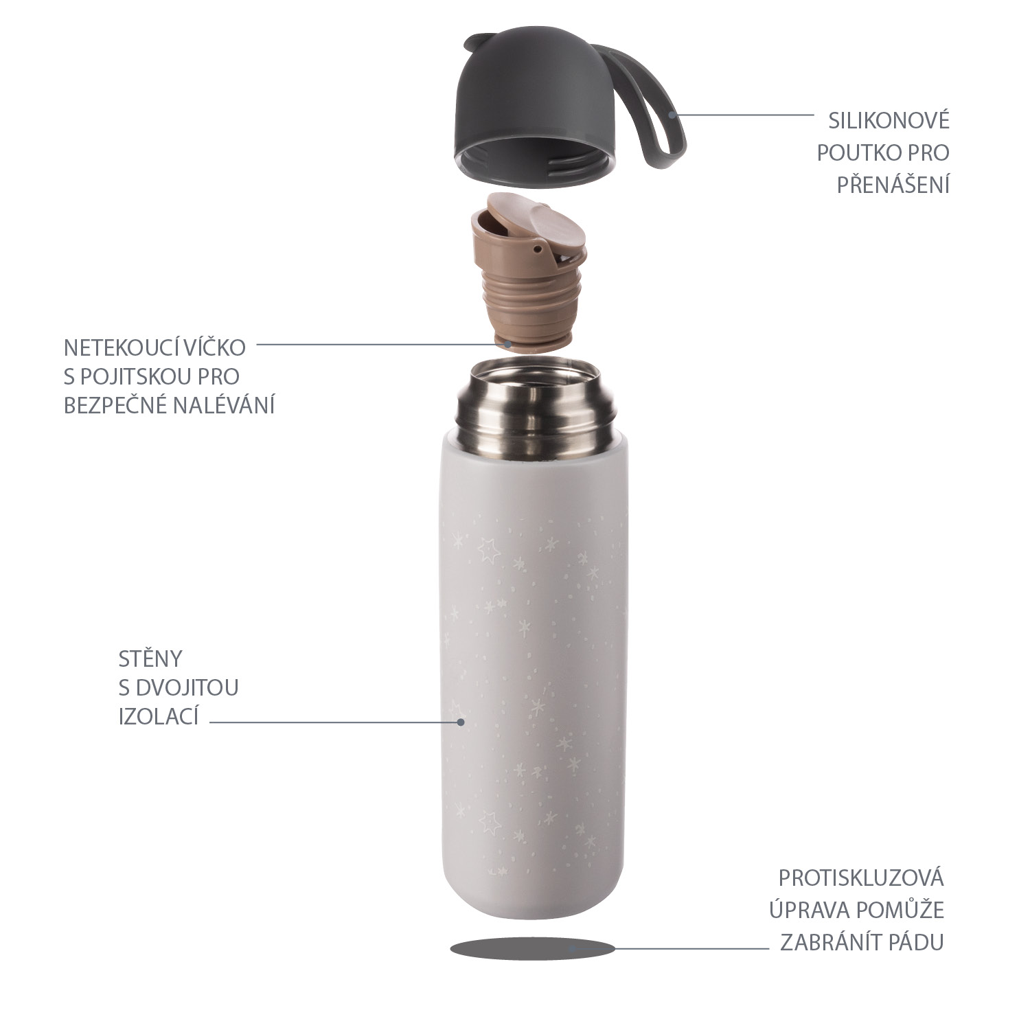 Termoska na tekutiny se silikonovým držákem 400 ml, Mountains