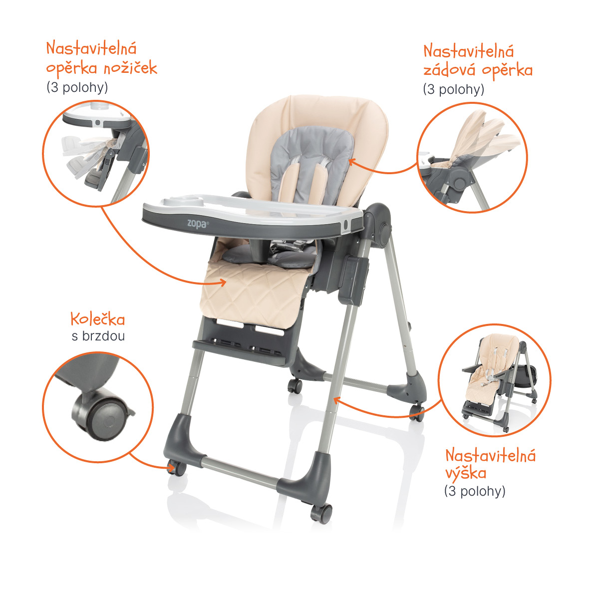 Dětská židlička Monti 2, Diamond Grey