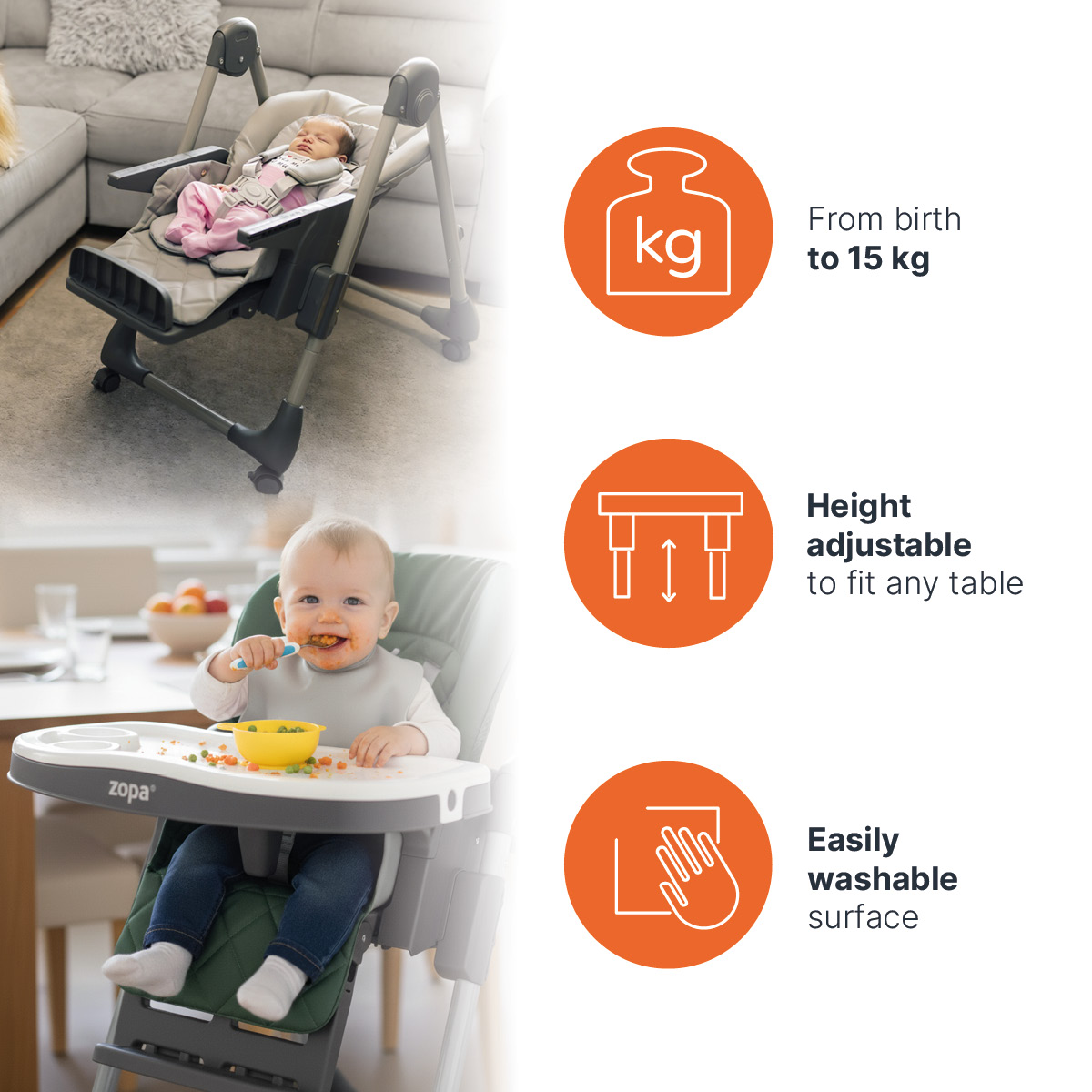 Dětská židlička Monti 2, Diamond Grey