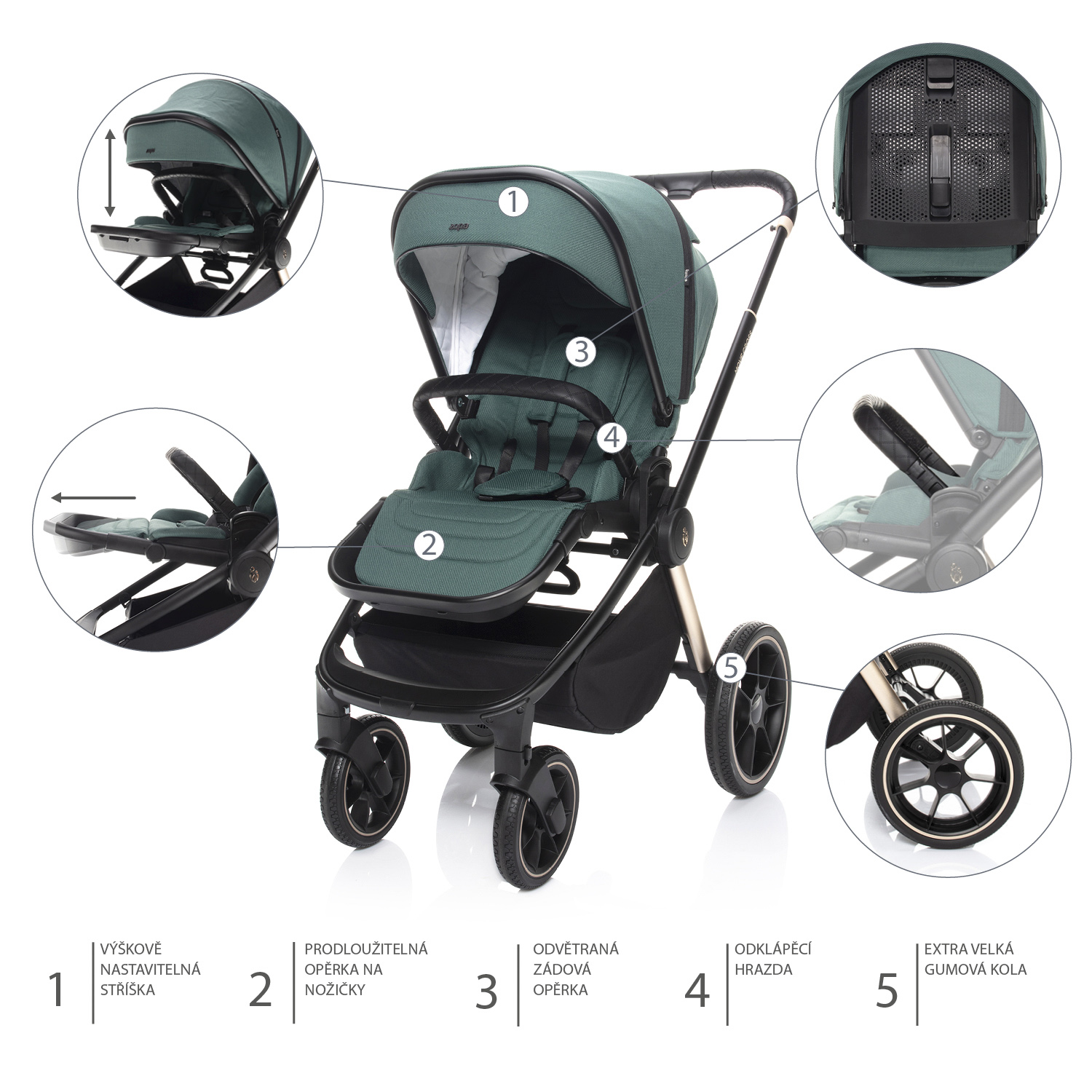 Sportovní kočárek Move Cross 2, Antique Green/Gold