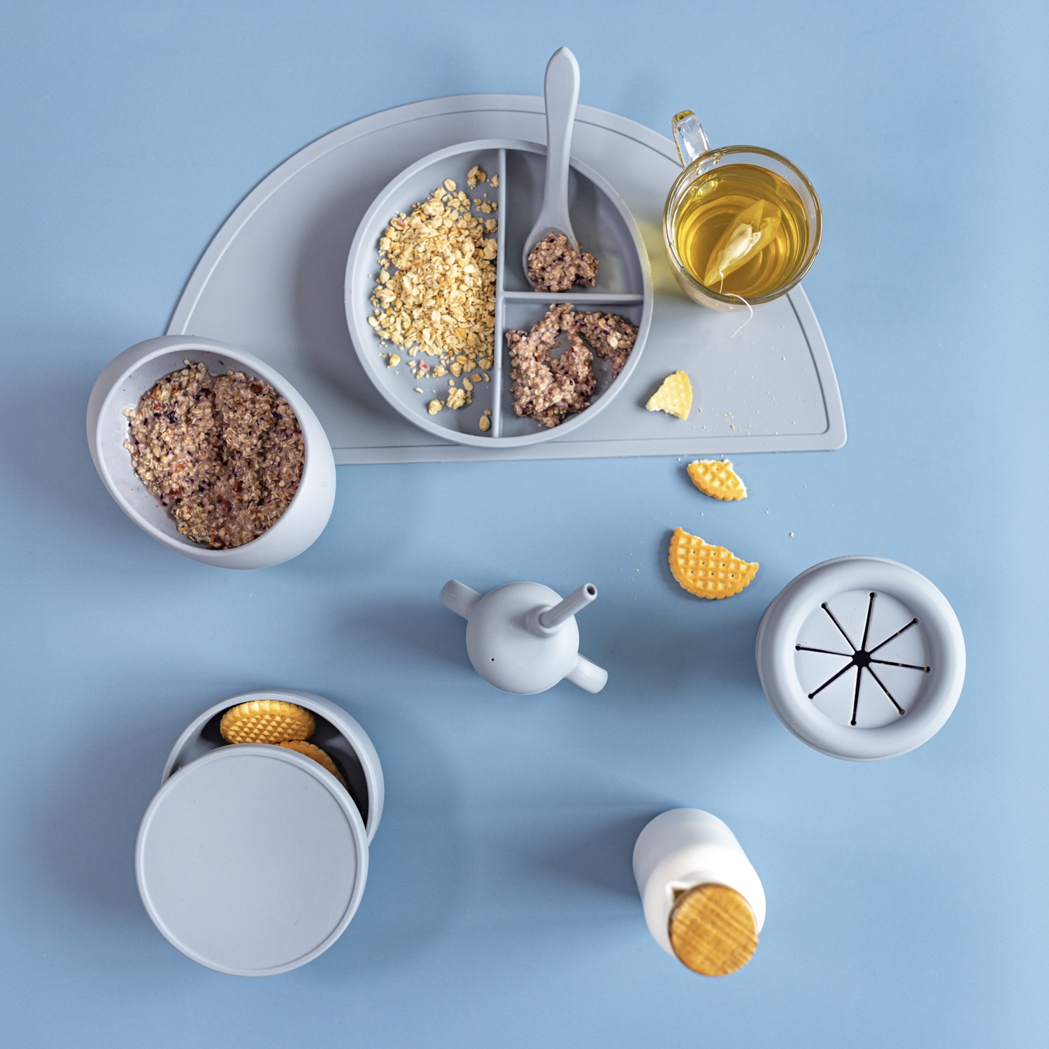 Silikonový dělený talířek s přísavkou, Sand Beige