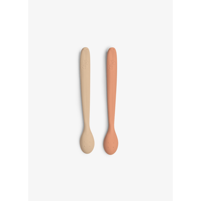Citron Silikonové lžičky - dlouhé, 2ks - Blush Pink/ Beige