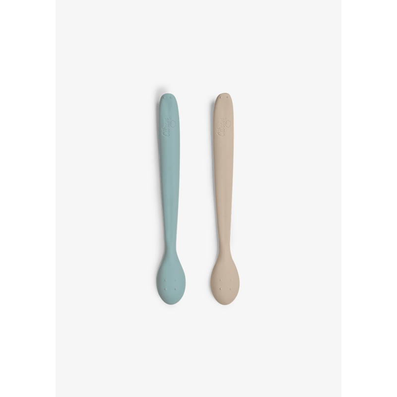 Citron Silikonové lžičky - dlouhé, 2ks - Grey/ Pastel Turquoise