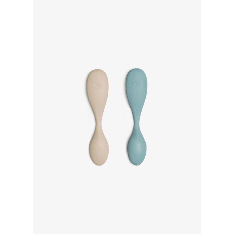 Citron Silikonové lžičky - krátké, 2ks - Pastel Turquoise/ Beige