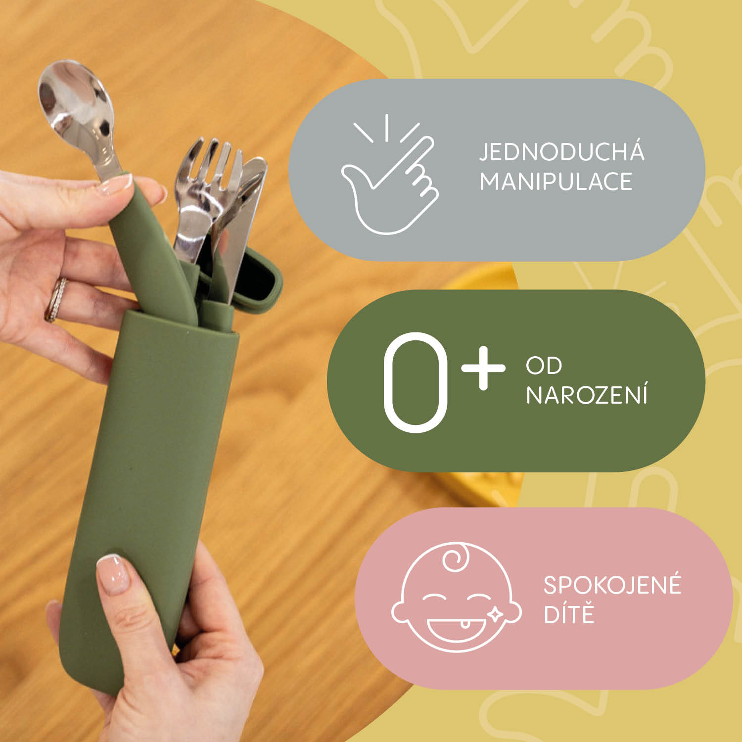 Silikonové pouzdro na příbor, Forest Green