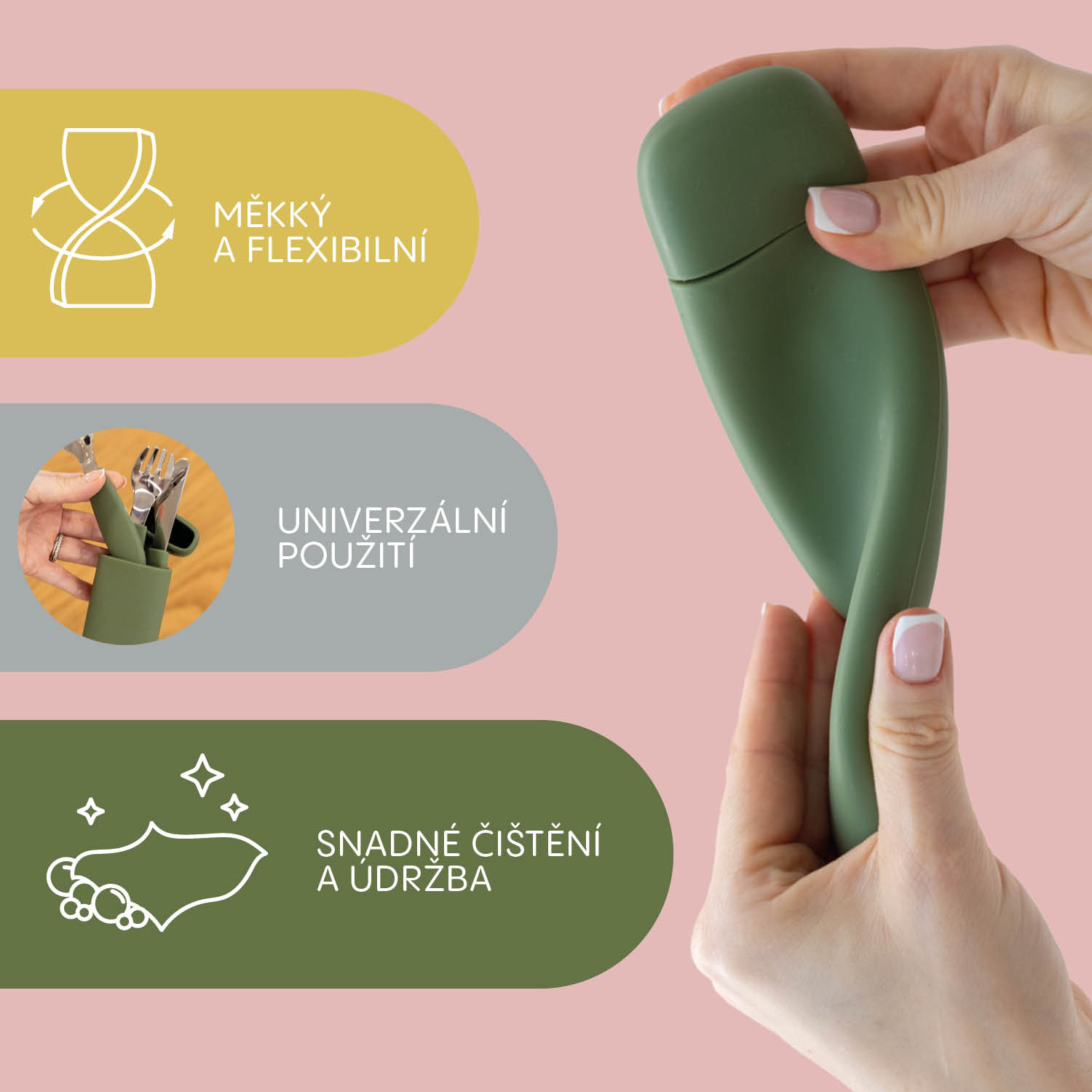 Silikonové pouzdro na příbor, Old Pink