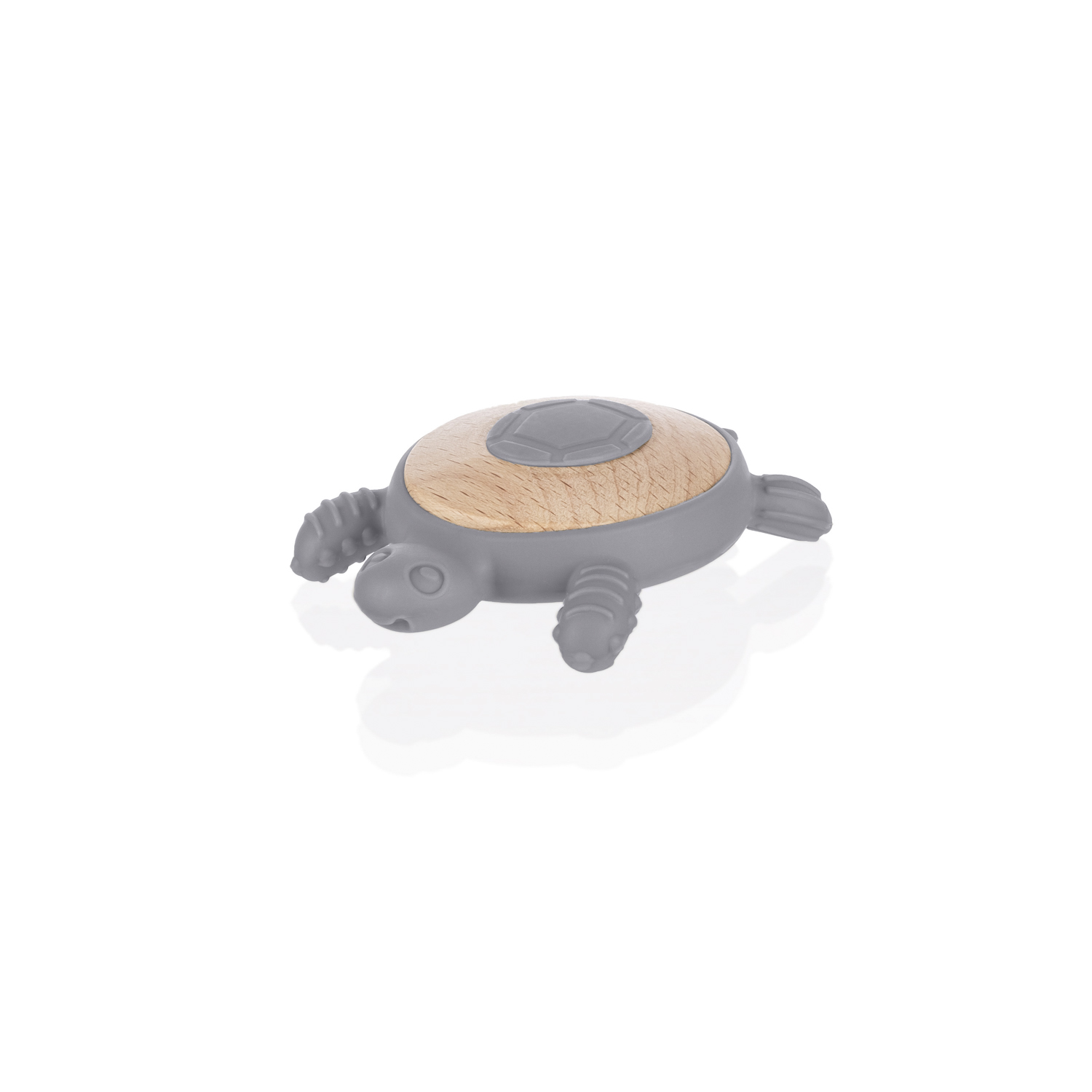 Silikonové dřevěné kousátko Turtle, Dove Grey