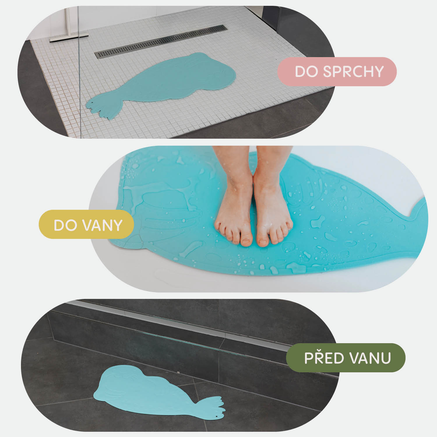 Silikonová podložka do vany protiskluzová, Dove Grey