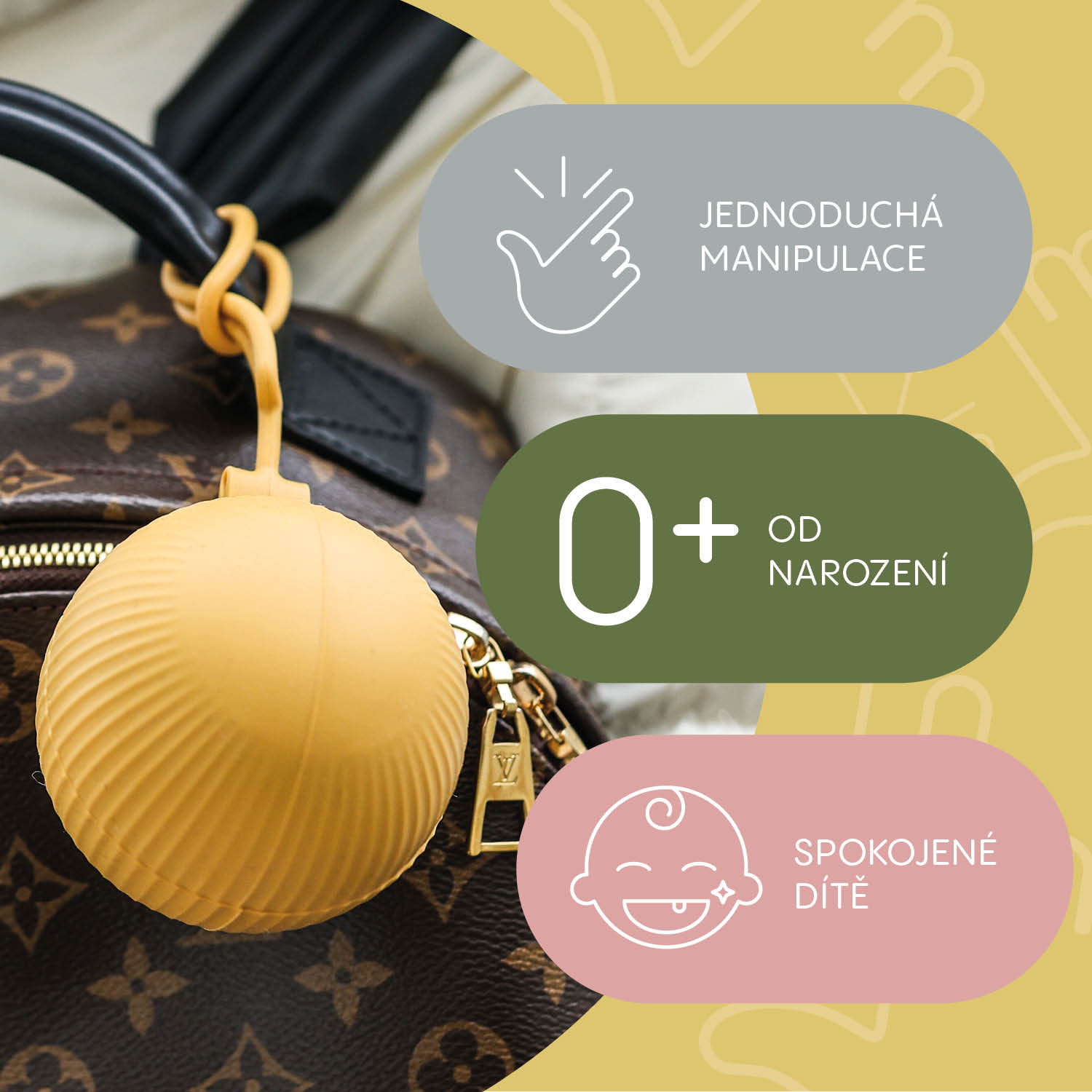 Silikonové pouzdro na dudlík uzavíratelné, Mustard Yellow