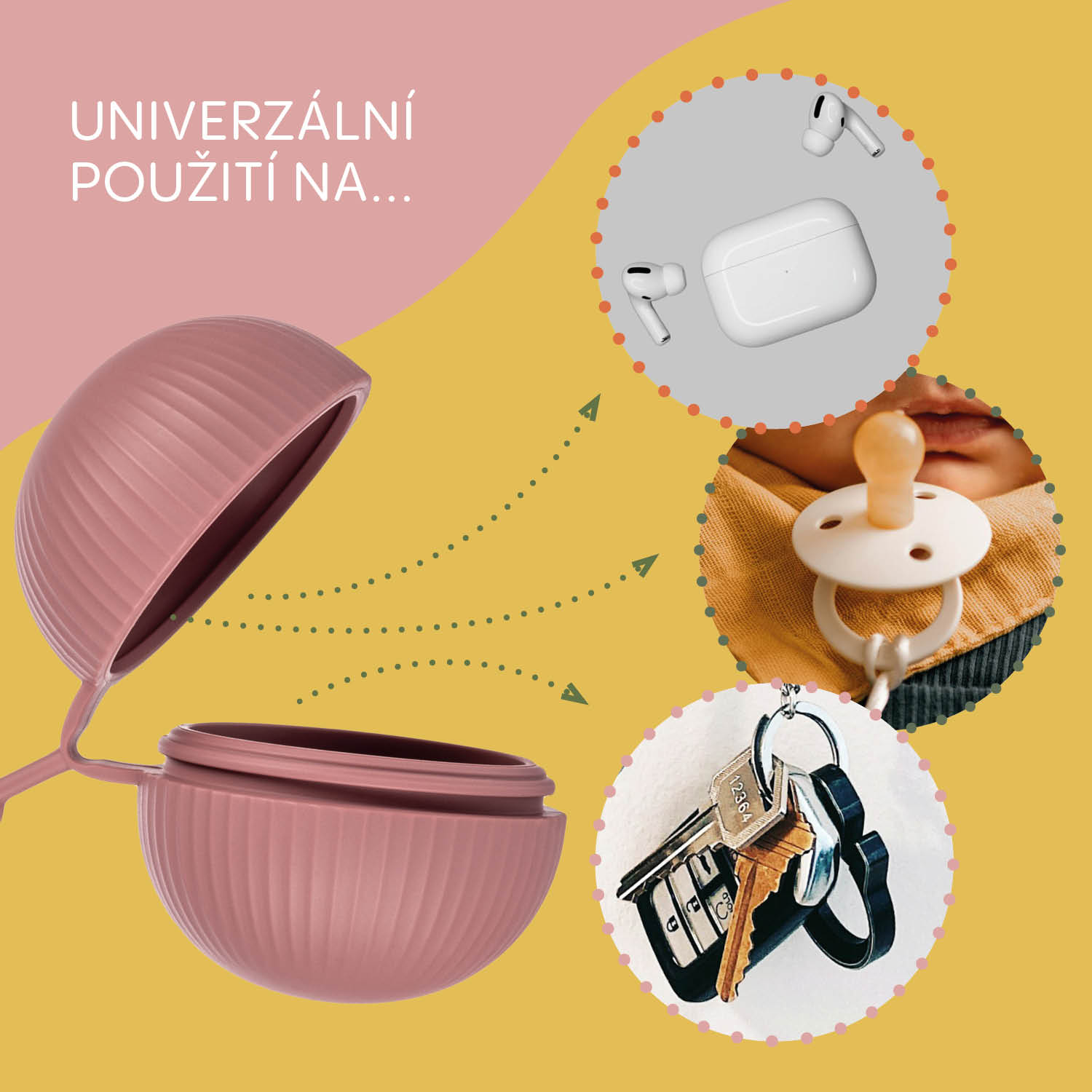 Silikonové pouzdro na dudlík uzavíratelné, Old Pink