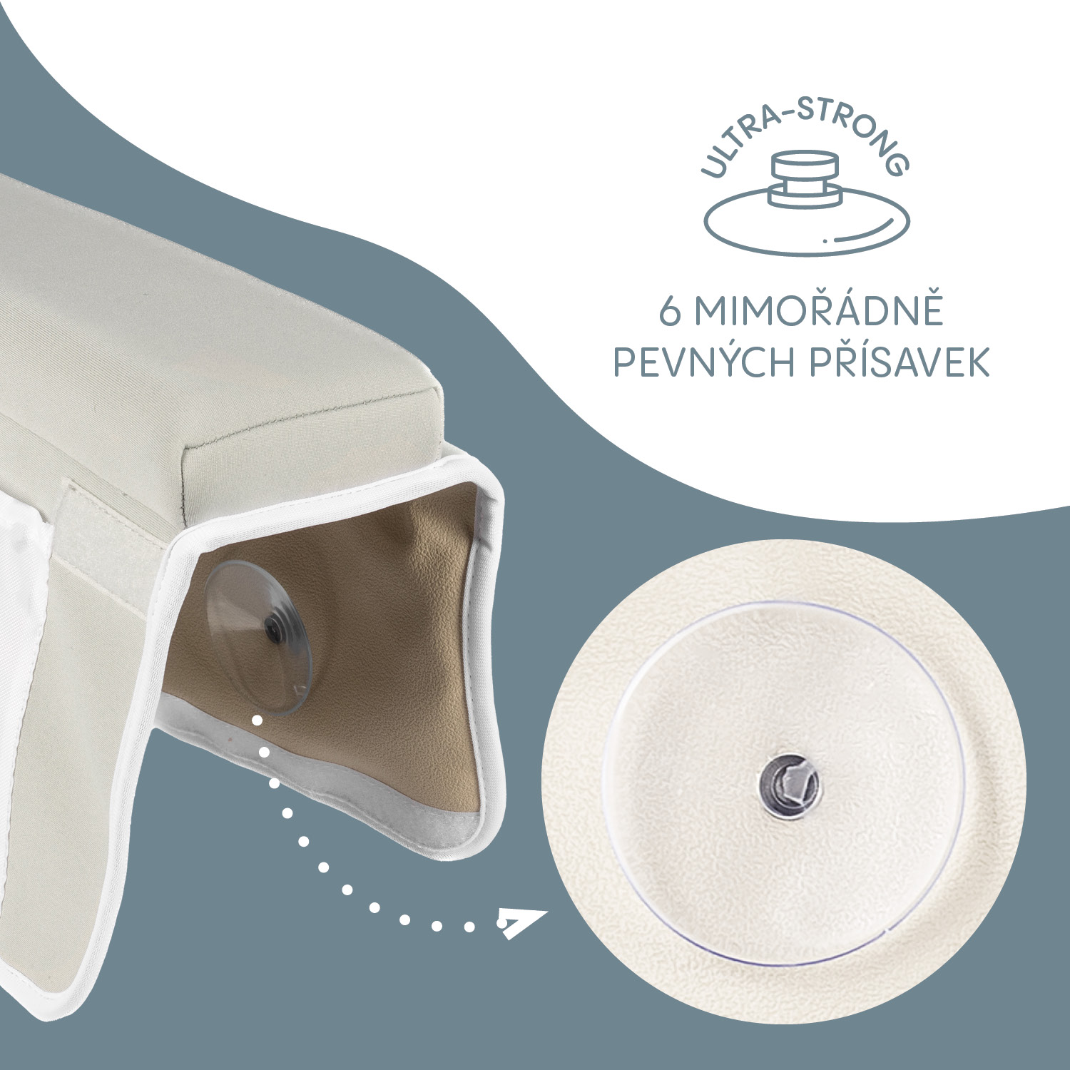 Podložka loketní na okraj vany, Grey