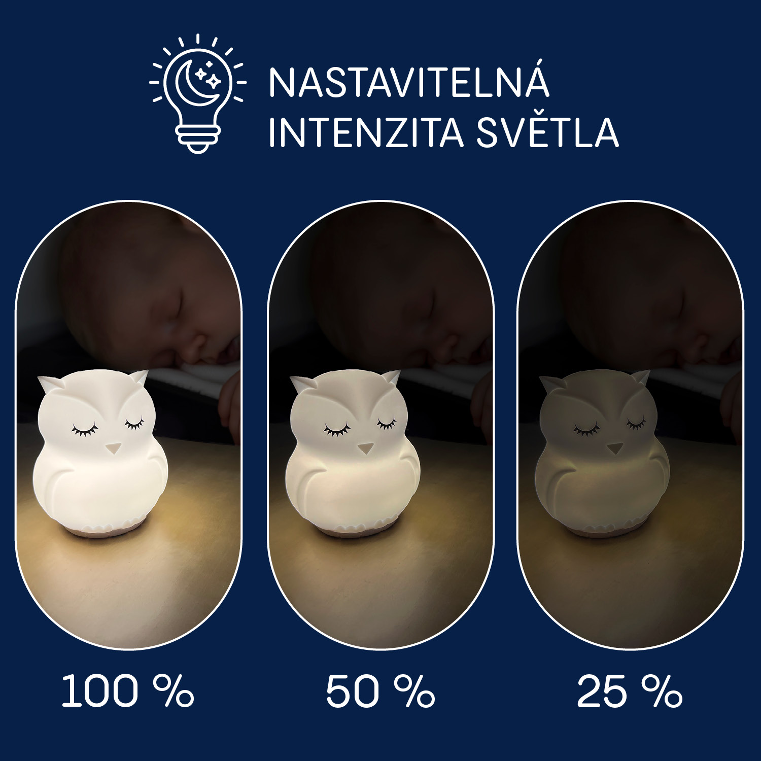 Silikonová LED noční lampička s hudbou vel. L, Rabbit