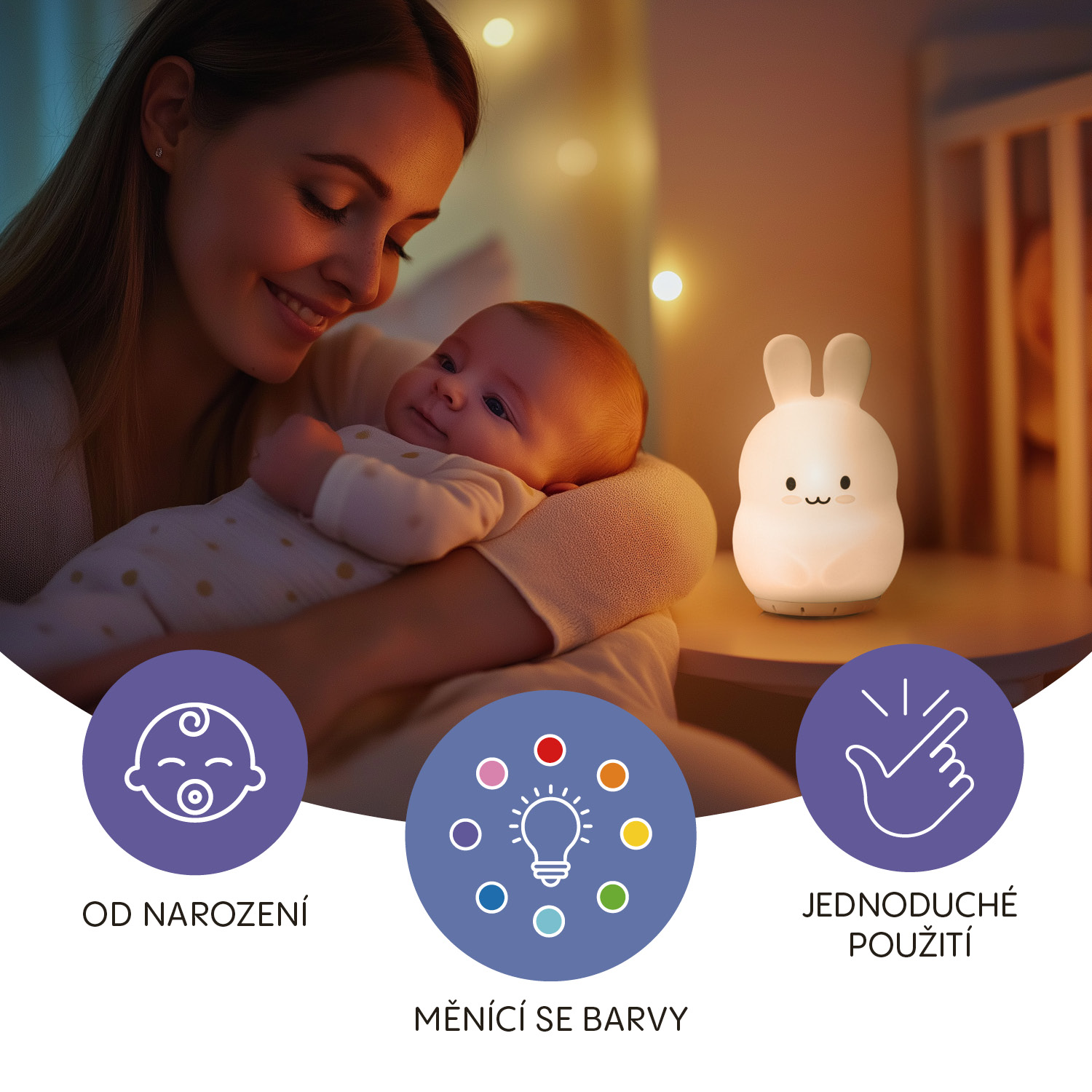 Silikonová LED noční lampička vel. M, Rabbit