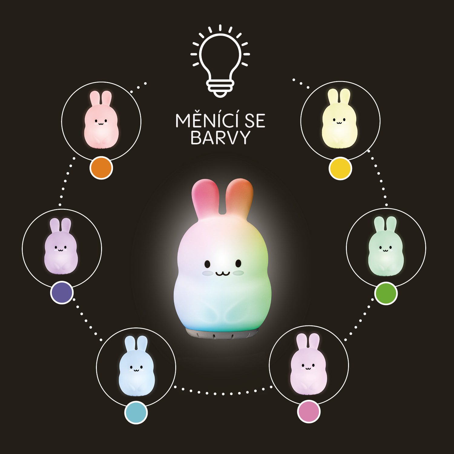 Silikonová LED noční lampička vel. M, Rabbit