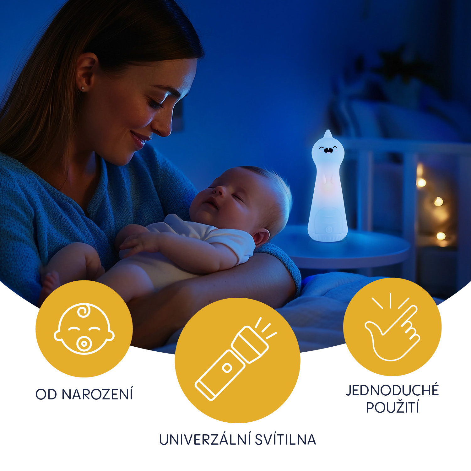 Silikonové LED noční světlo s baterkou, Dino