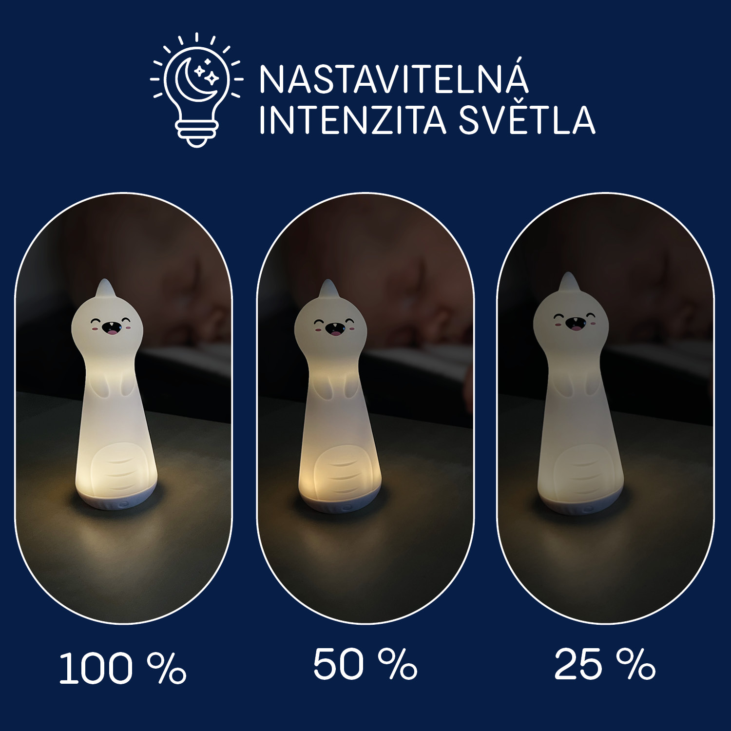 Silikonové LED noční světlo s baterkou, Dino