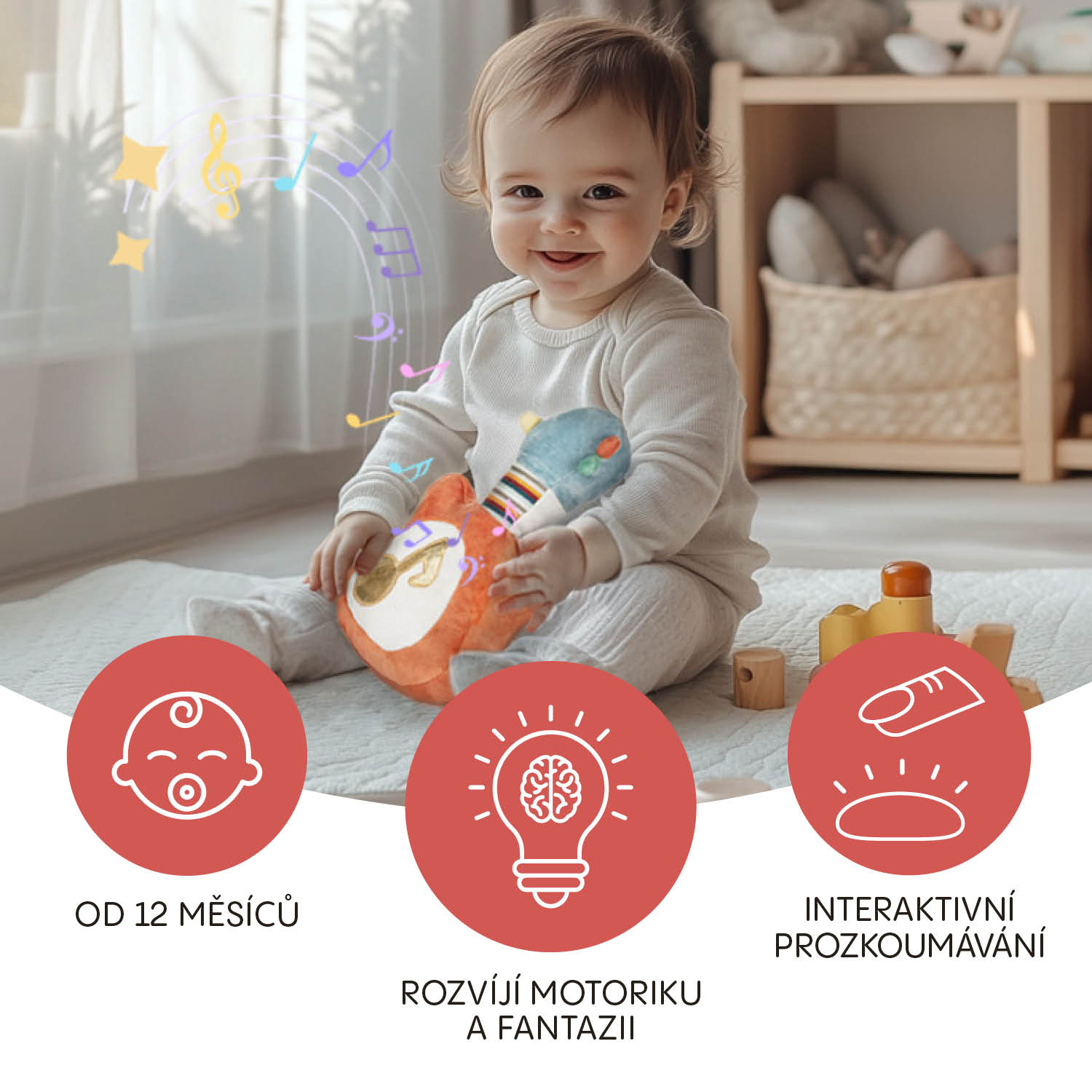 Plyšová hudební hračka 3v1, My first guitar