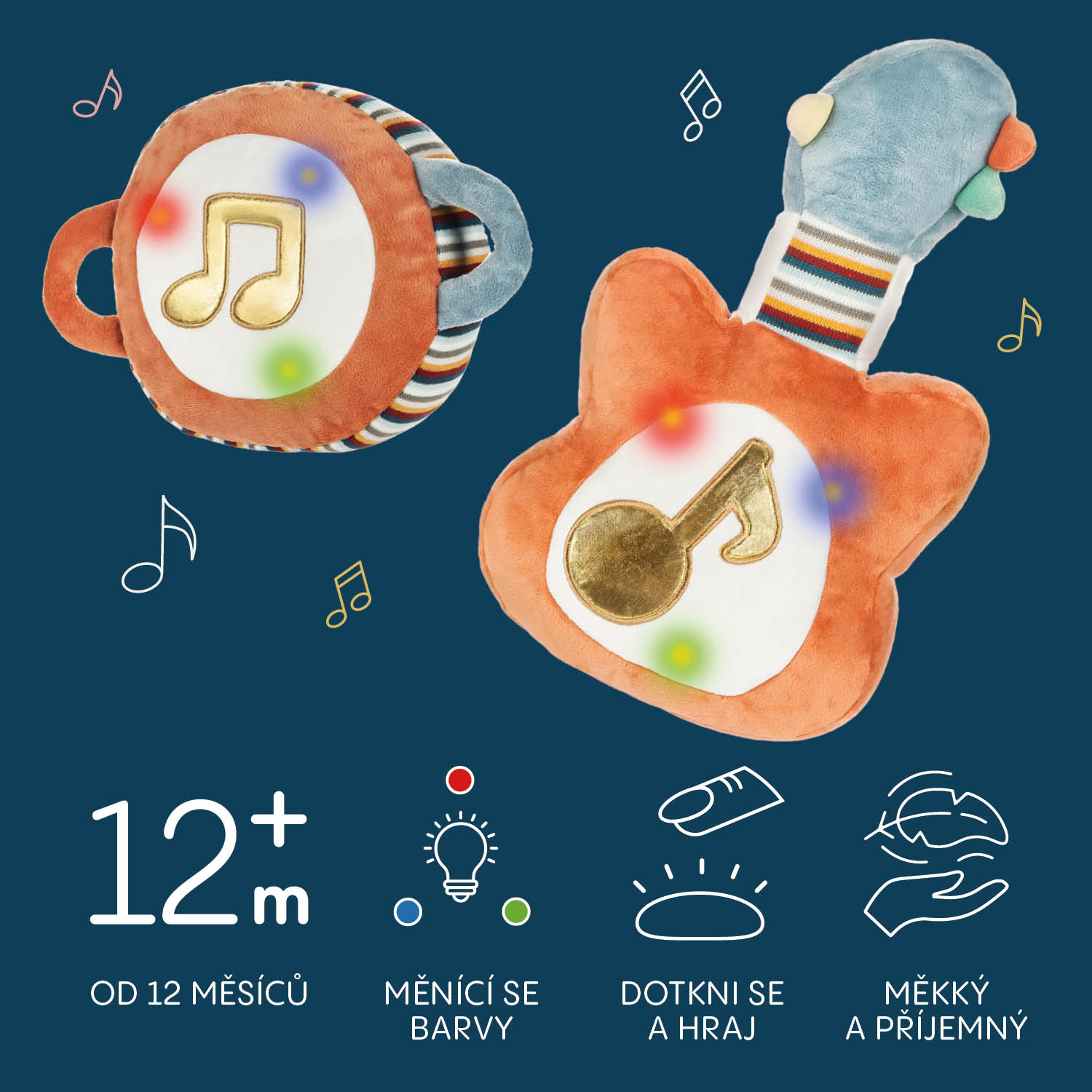 Plyšová hudební hračka 3v1, My first guitar