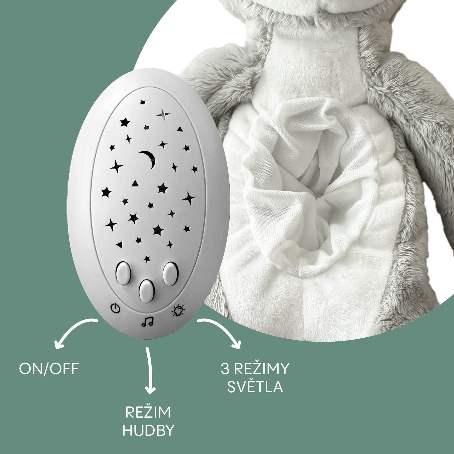 Plyšový usínáček s projektorem a melodiemi, Raccoon