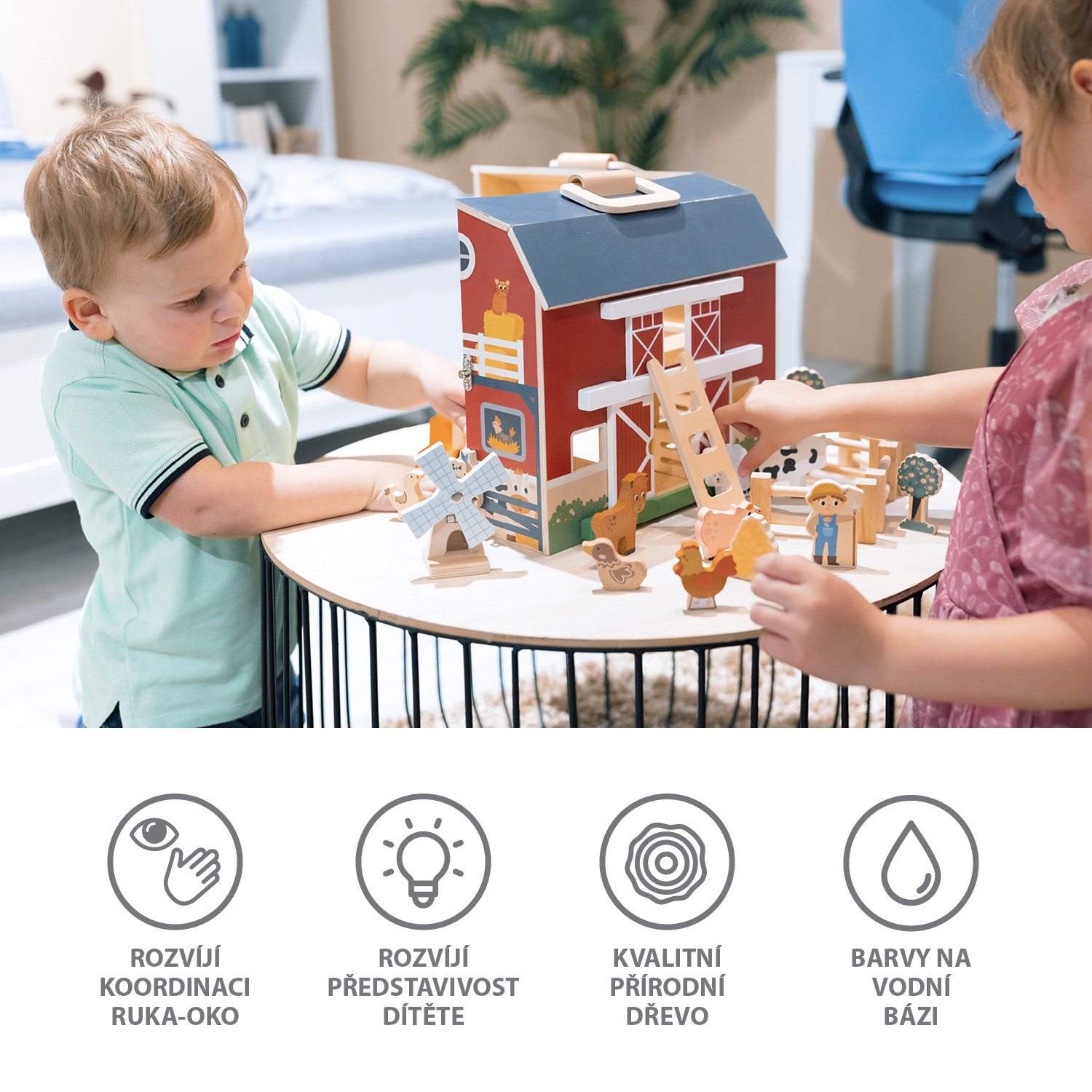 Dřevěná přenosná aktivity farma