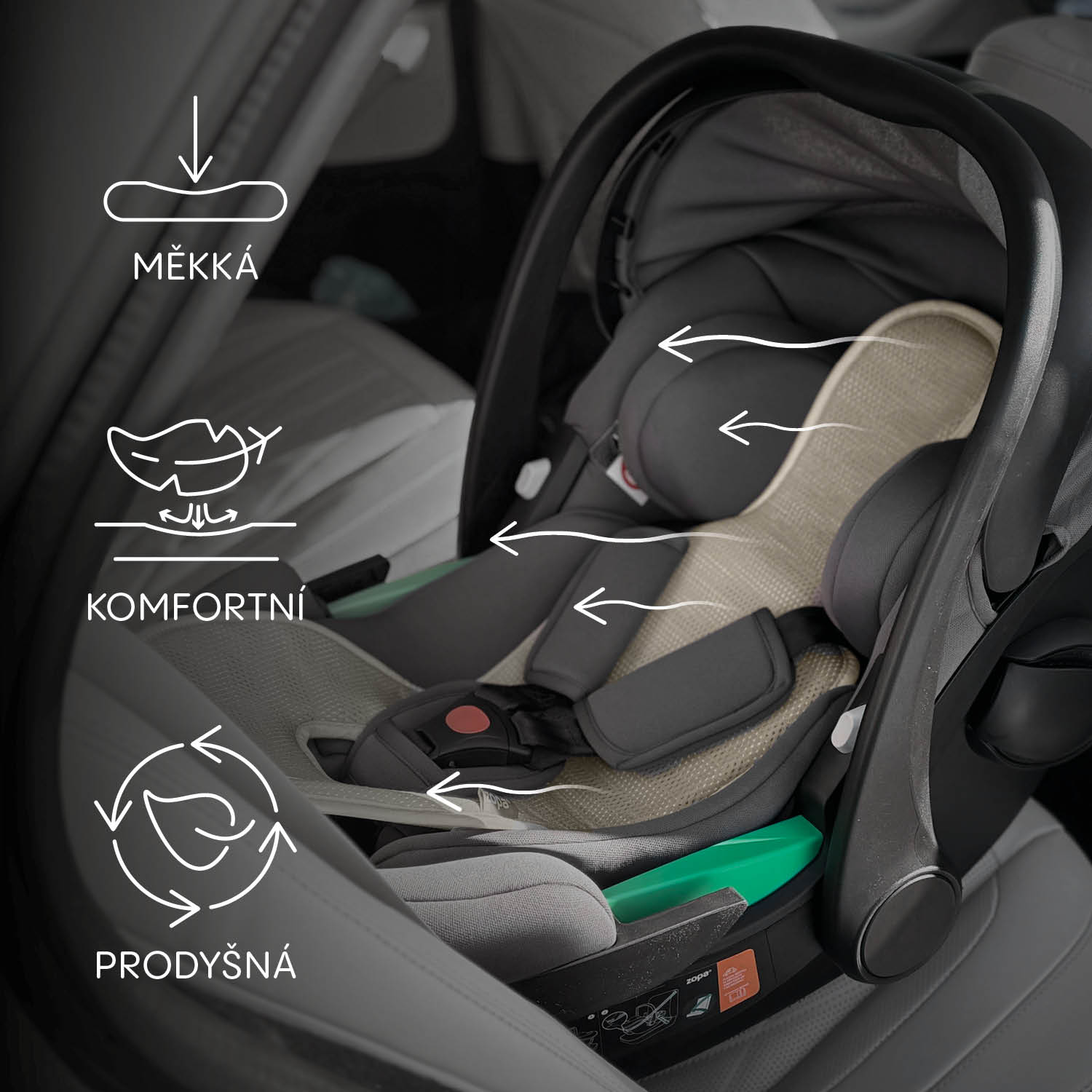 Prodyšná podložka do autosedačky Breeze sk. 0+, Coral Pink