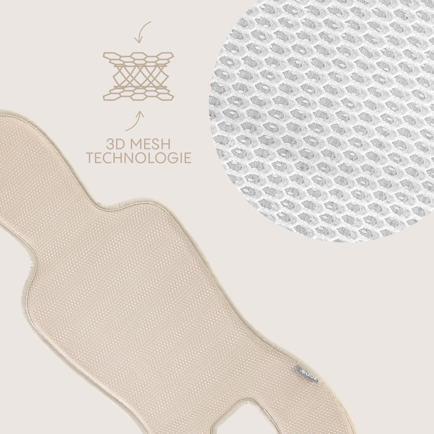 Prodyšná podložka do autosedačky Breeze sk. 0+, Ivory Beige