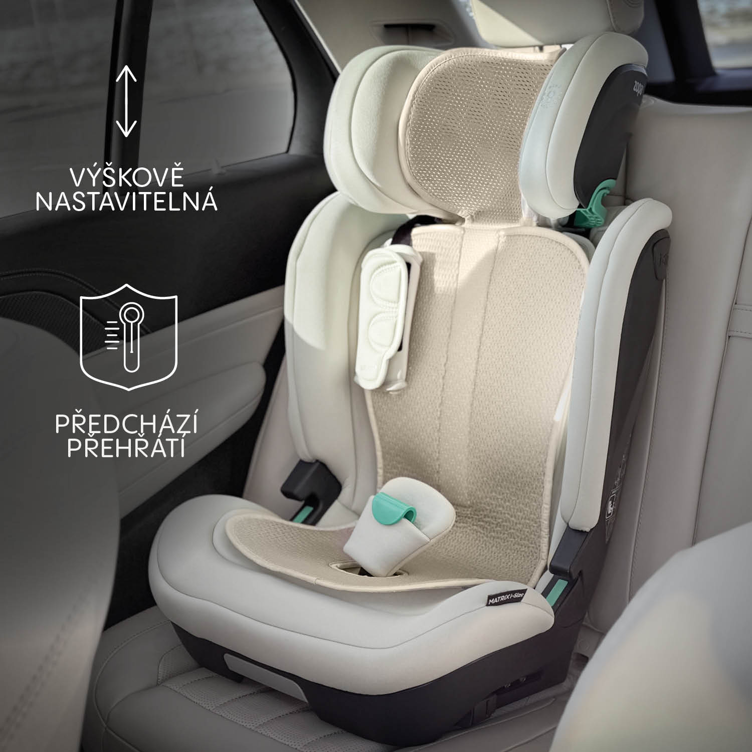 Prodyšná podložka do autosedačky Breeze sk. 2/3, Ivory Beige